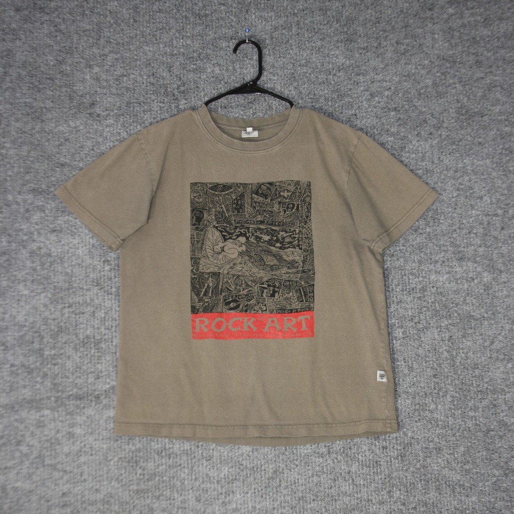 Rock Art Graphic T Shirt Mens M Brown Look Short Sleeve Tee Y2K Streetwear